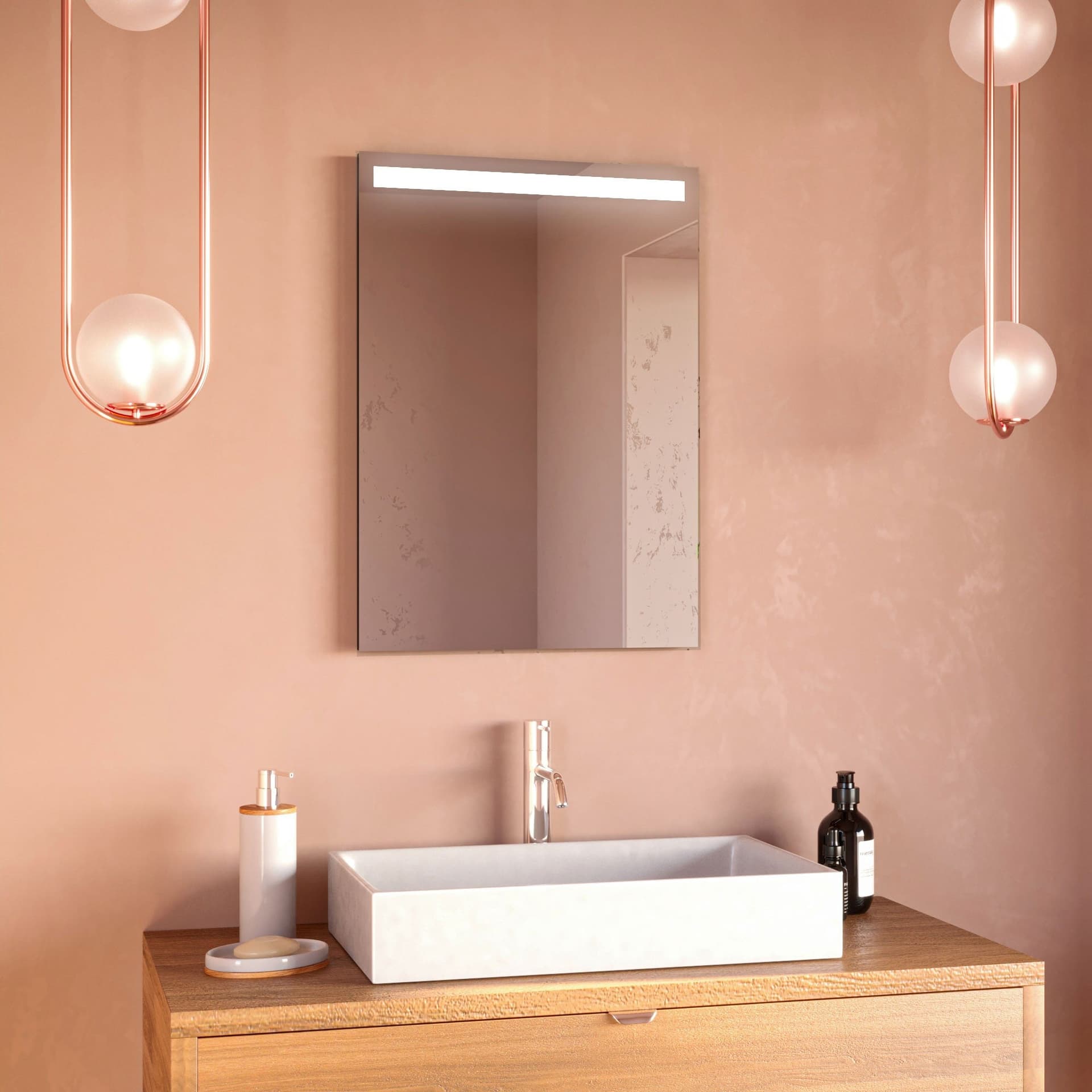 Specchio da bagno retroilluminato strip Led GEIGOR in Specchi da parete Mondialshop - Parabiago, commercioVirtuoso.it