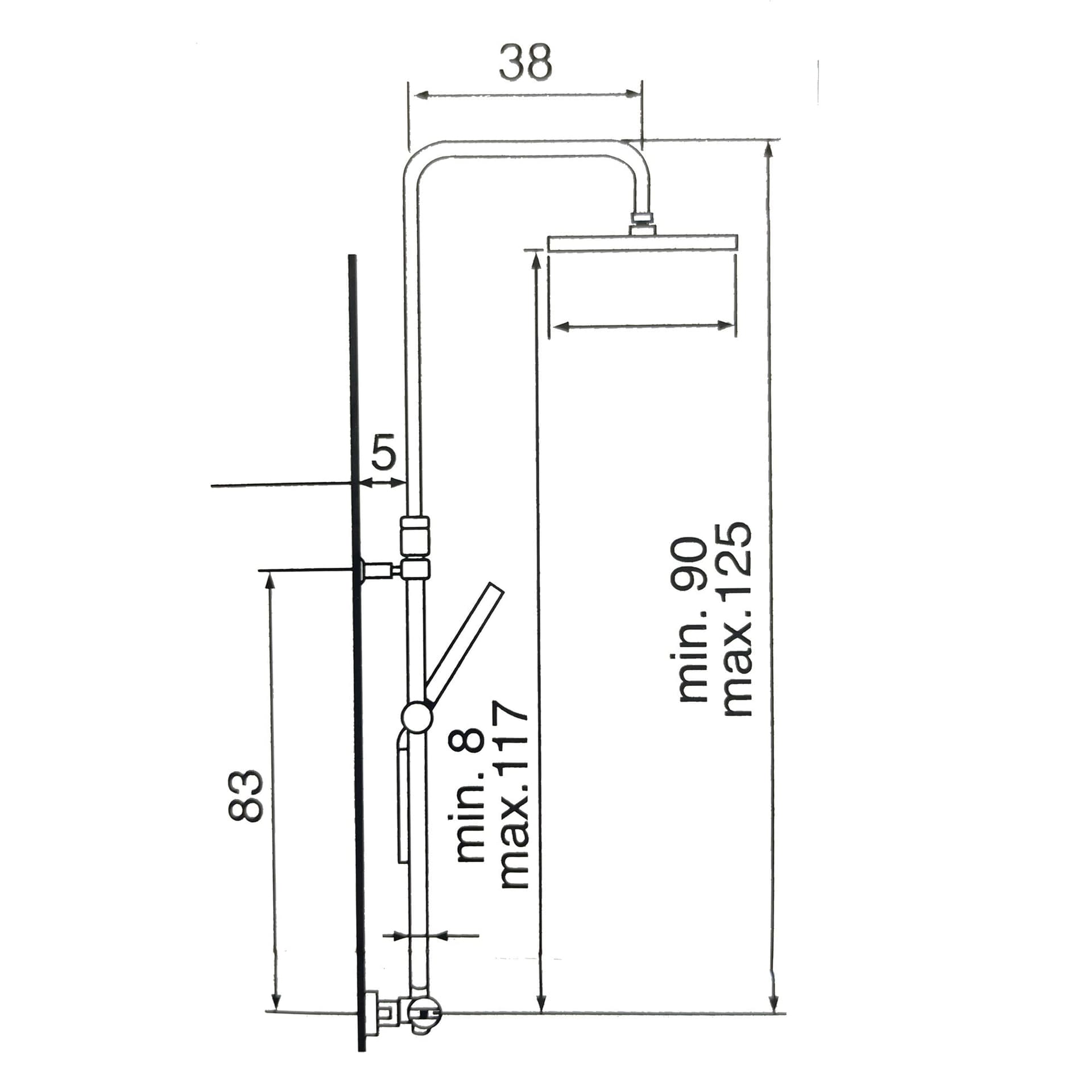 Colonna doccia nera opaca con Miscelatore Termostatico a due vie 20x20 Este Black in Rubinetti per vasca Mondialshop - Parabiago, commercioVirtuoso.it