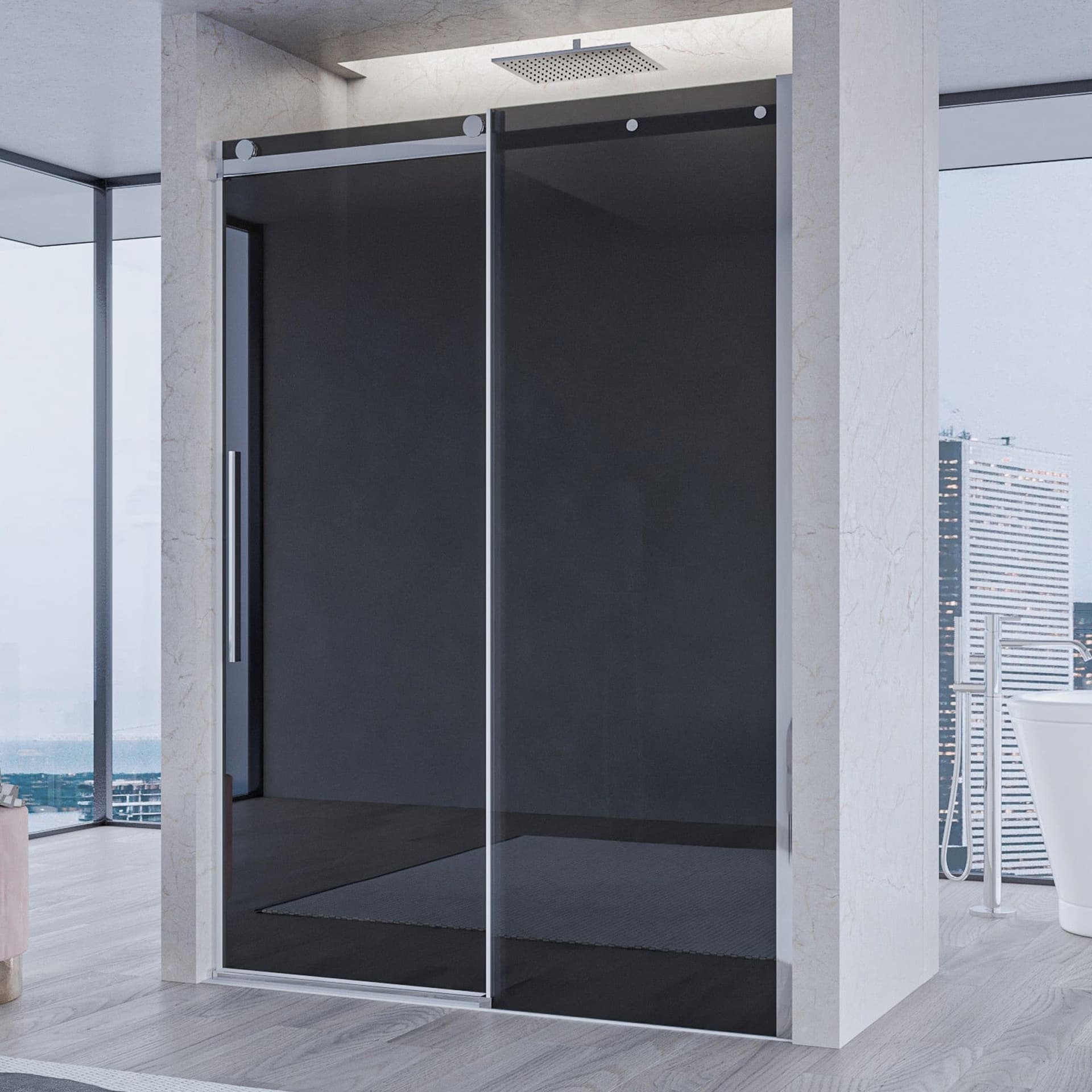 Porta doccia scorrevole fumè anticalcare H195CM 8mm EUCLIDE