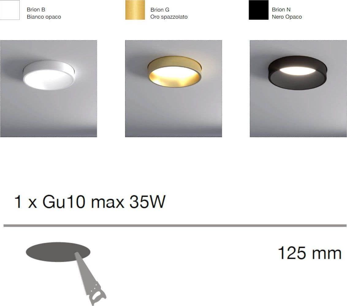 Faretto incasso Lampadari Bartalini NOIRB GU10 LED gesso metallo in Faretti da soffitto Lampadari Bartalini - Colle di Val d’Elsa, commercioVirtuoso.it