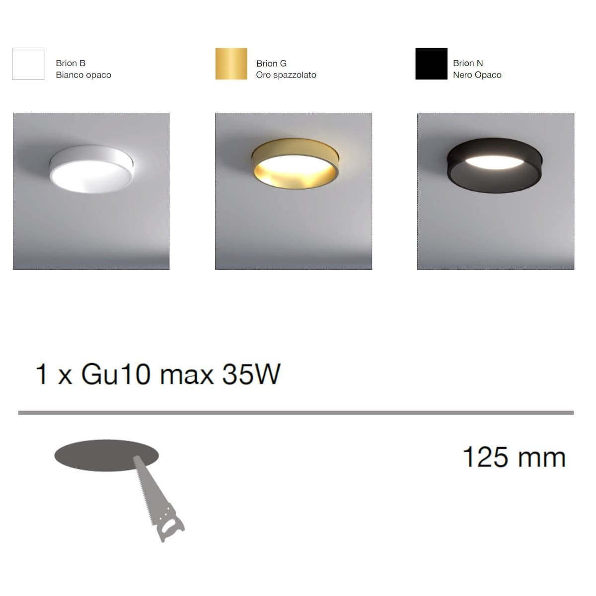 Faretto incasso Lampadari Bartalini NOIRB GU10 LED gesso metallo in Faretti da soffitto Lampadari Bartalini - Colle di Val d’Elsa, commercioVirtuoso.it