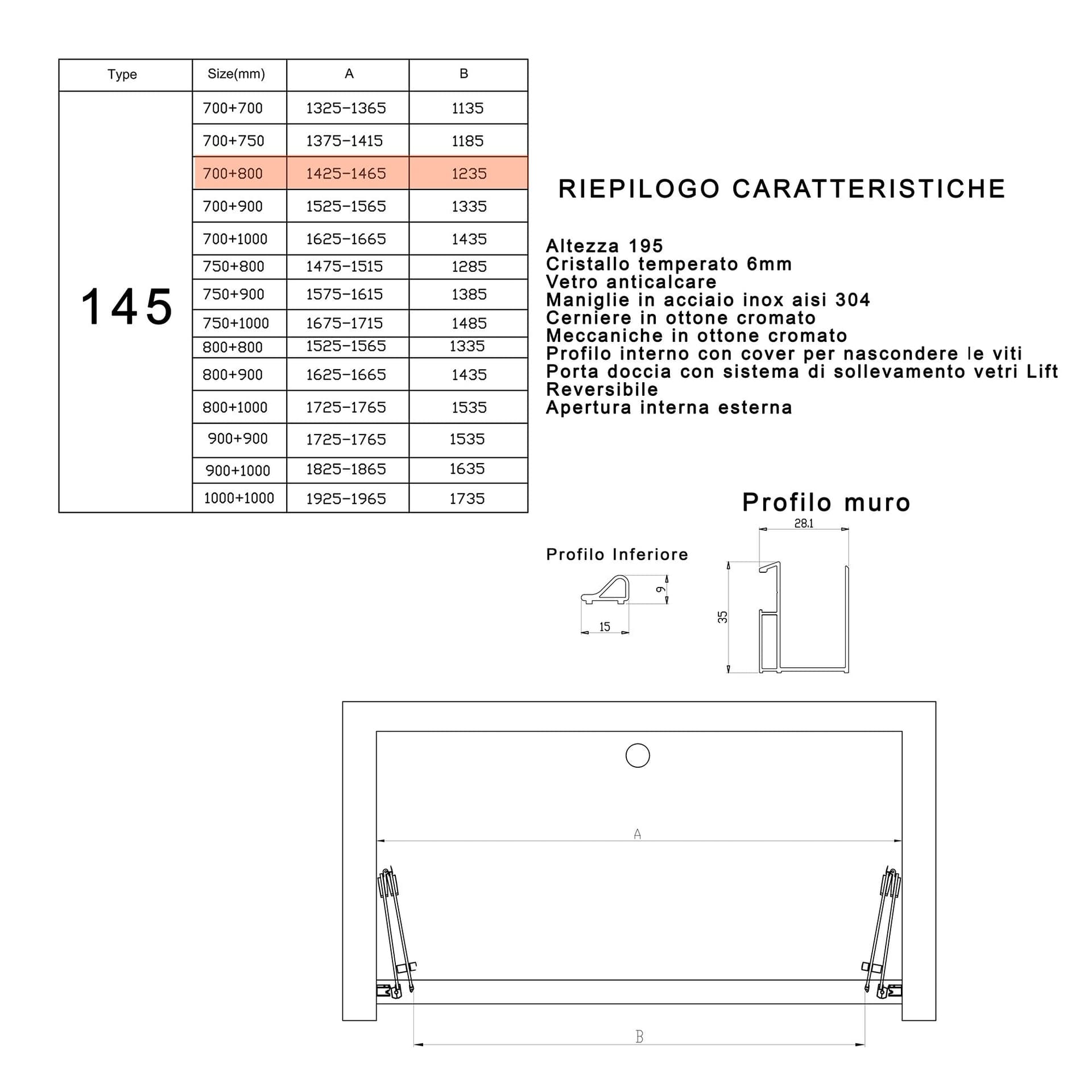 Porta doccia pieghevole ingresso centrale H195cm 6mm REA in Box doccia Mondialshop - Parabiago, commercioVirtuoso.it