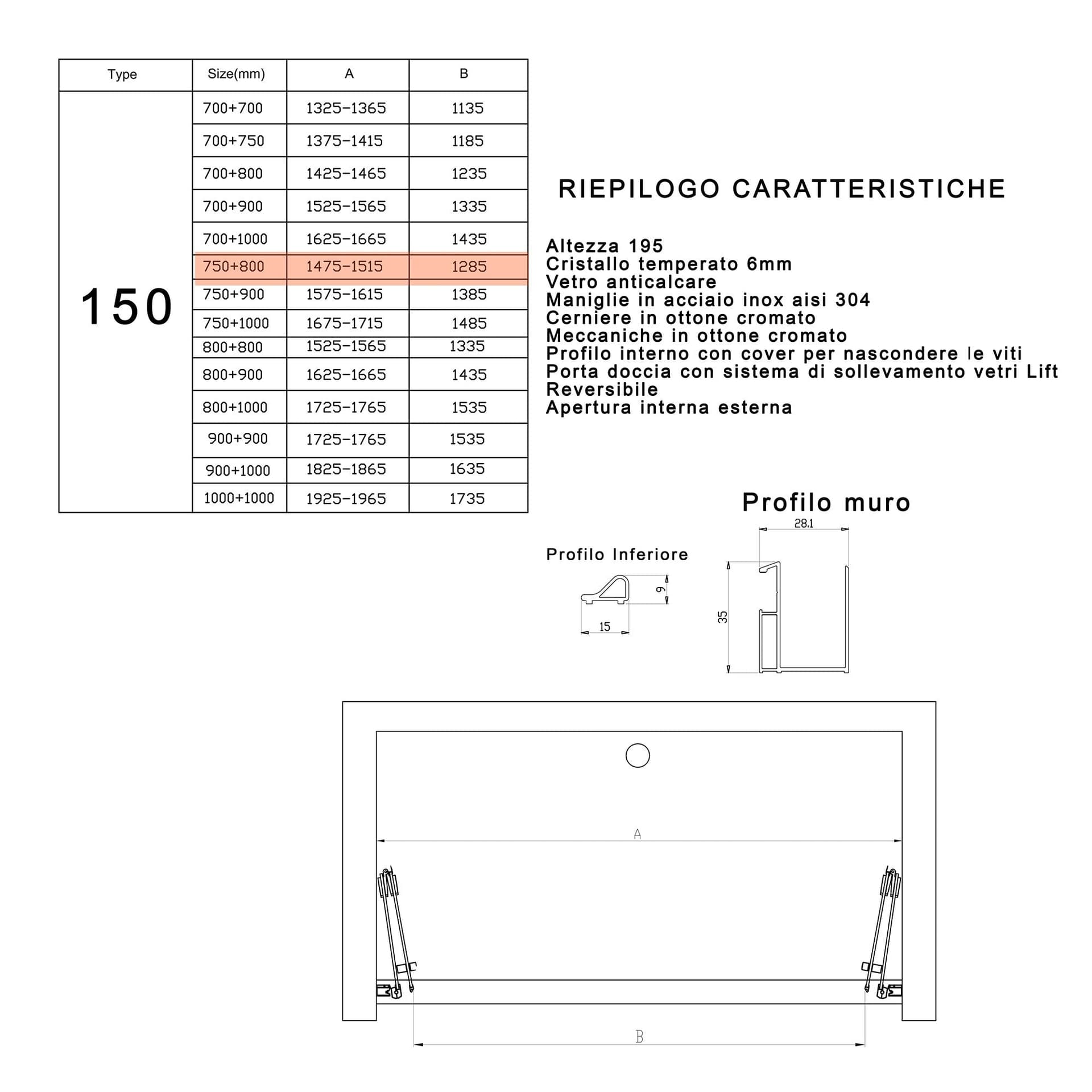 Porta doccia pieghevole ingresso centrale H195cm 6mm REA in Box doccia Mondialshop - Parabiago, commercioVirtuoso.it