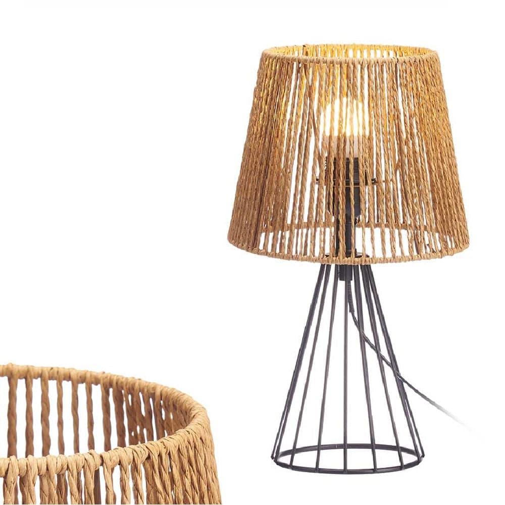 Lampada in Metallo e Corda Lume E27 max 40watt 22x22 H 39 cm Design Moderno in Lampade a sospensione Danyx - Casoria, commercioVirtuoso.it