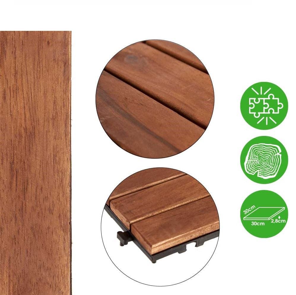 Kit 6 Mattonelle Incastro per Terrazzo Pavimenti 30x30cm Legno Acacia Antiscivolo in Pavimenti di legno Danyx - Casoria, commercioVirtuoso.it