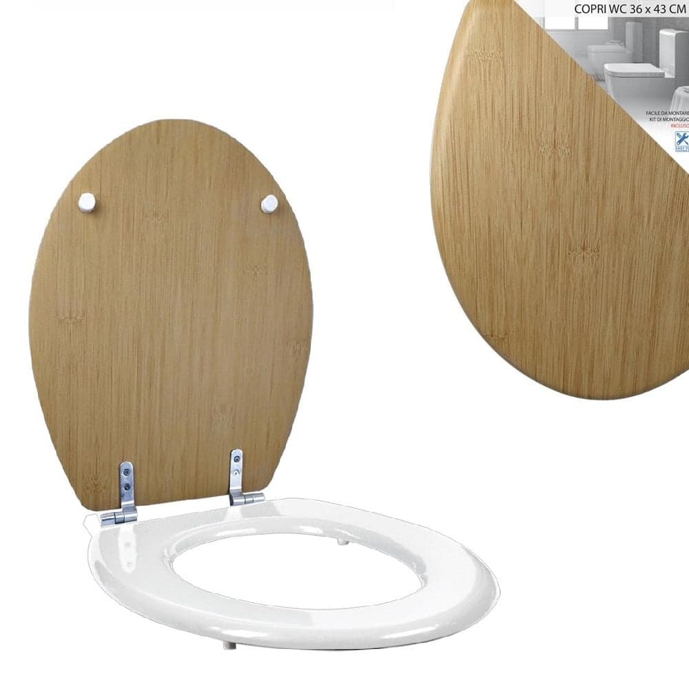 Copri Water Legno Mdf Tavoletta WC Bicolore Universale Cerniere in Acciaio in Copriwater e copri serbatoio per WC Danyx - Casoria, commercioVirtuoso.it