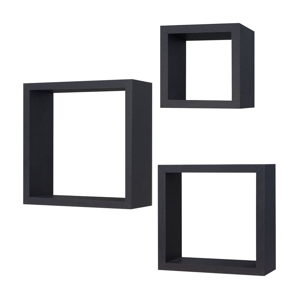 Kit 3 Mensole Cubo da Parete in Legno 30x30 27x27 24x24 cm colore Nero in Mensole da muro Danyx - Casoria, commercioVirtuoso.it