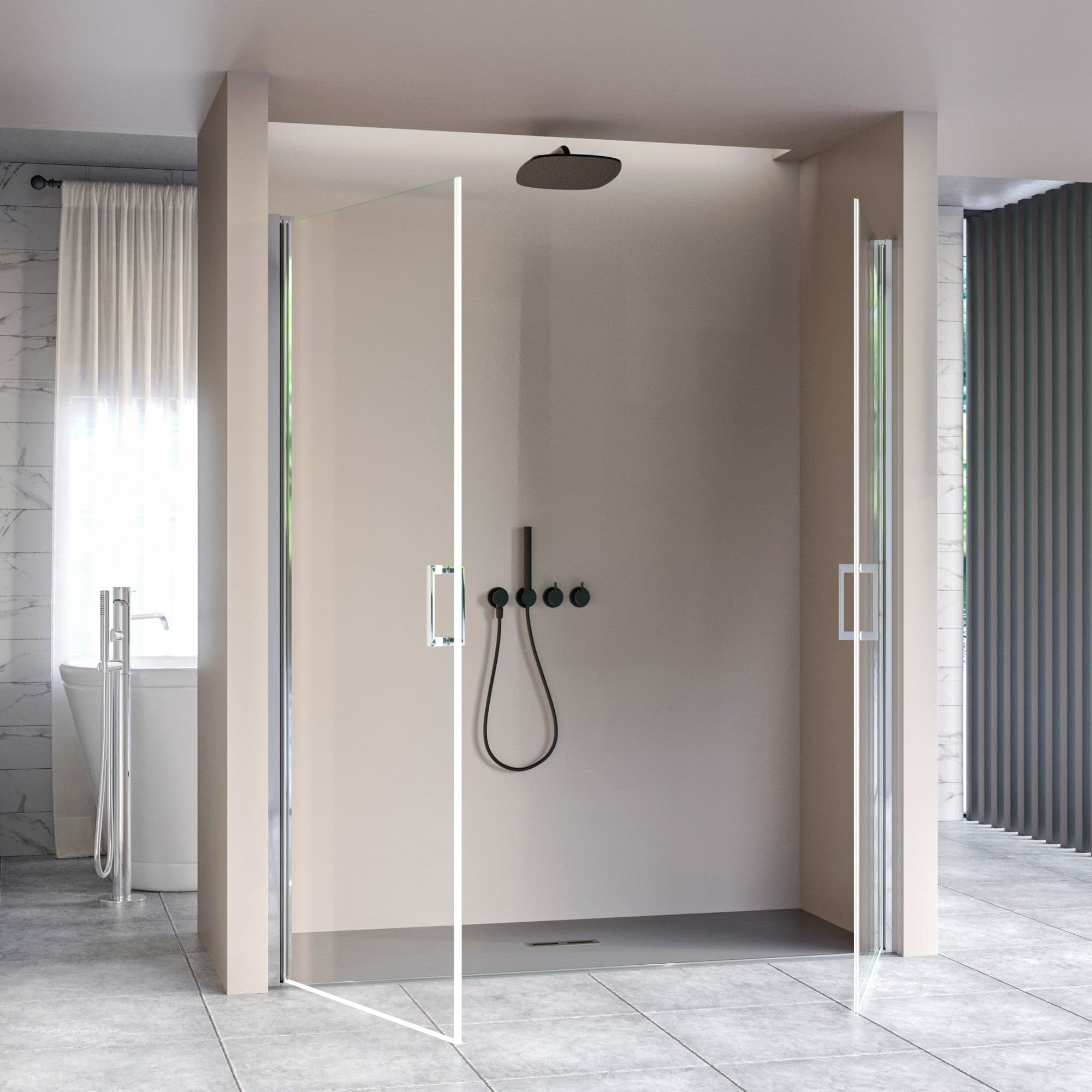 Porta doccia apertura saloon nicchia battente 6 mm h195 anticalcare SALEMA in Porte doccia Mondialshop - Parabiago, commercioVirtuoso.it