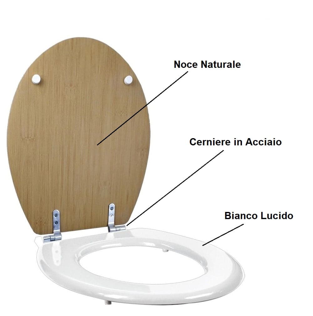 Copri Water Legno Mdf Tavoletta WC Bicolore Universale Cerniere in Acciaio in Copriwater e copri serbatoio per WC Danyx - Casoria, commercioVirtuoso.it