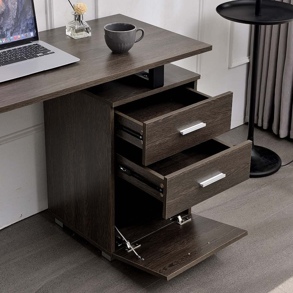 Scrivania in Legno con Cassettiera integrata Porta Pc Computer 120x50cm Quercia Scuro in Scrivanie Danyx - Casoria, commercioVirtuoso.it