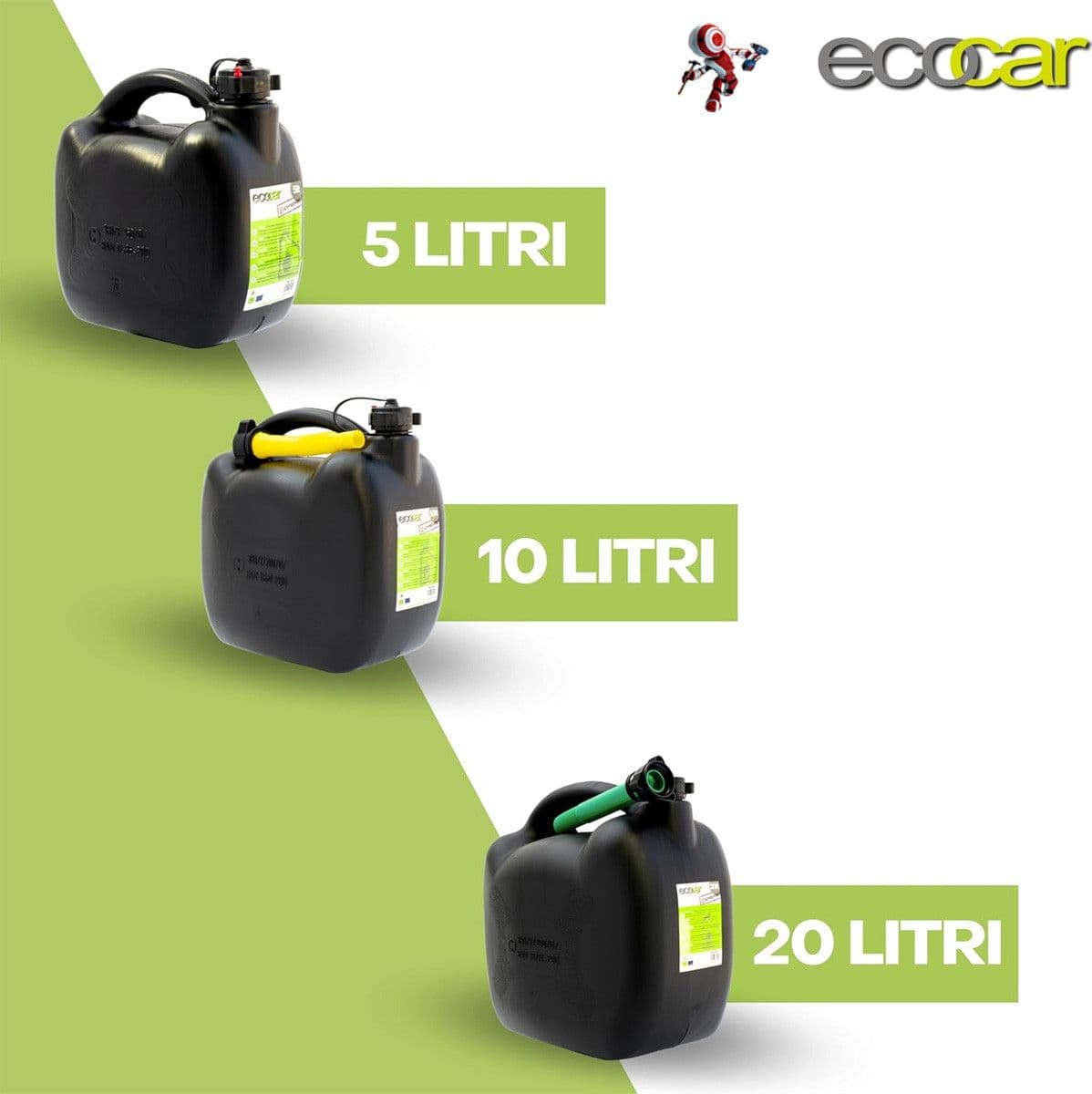 Ecocar - Tanica per Carburante - in Plastica HDPE - con Travasatore - per Benzina e Diesel - con Tappo di Sicurezza in Taniche carburante Masterbrico - Longobardi, commercioVirtuoso.it