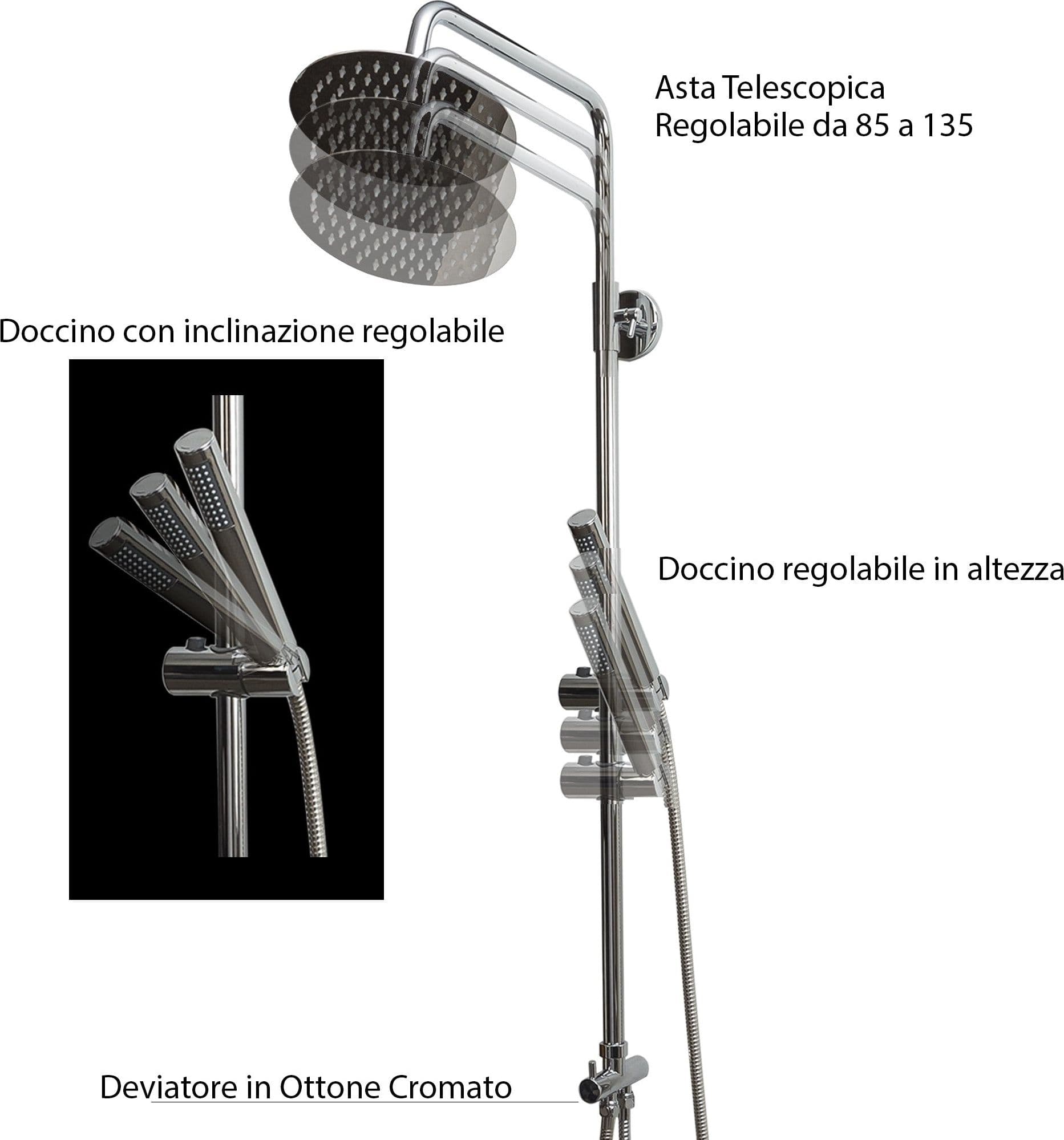 Colonna doccia con doccino e soffione doccia 20 25 30 ELISEA in Rubinetti per vasca Mondialshop - Parabiago, commercioVirtuoso.it