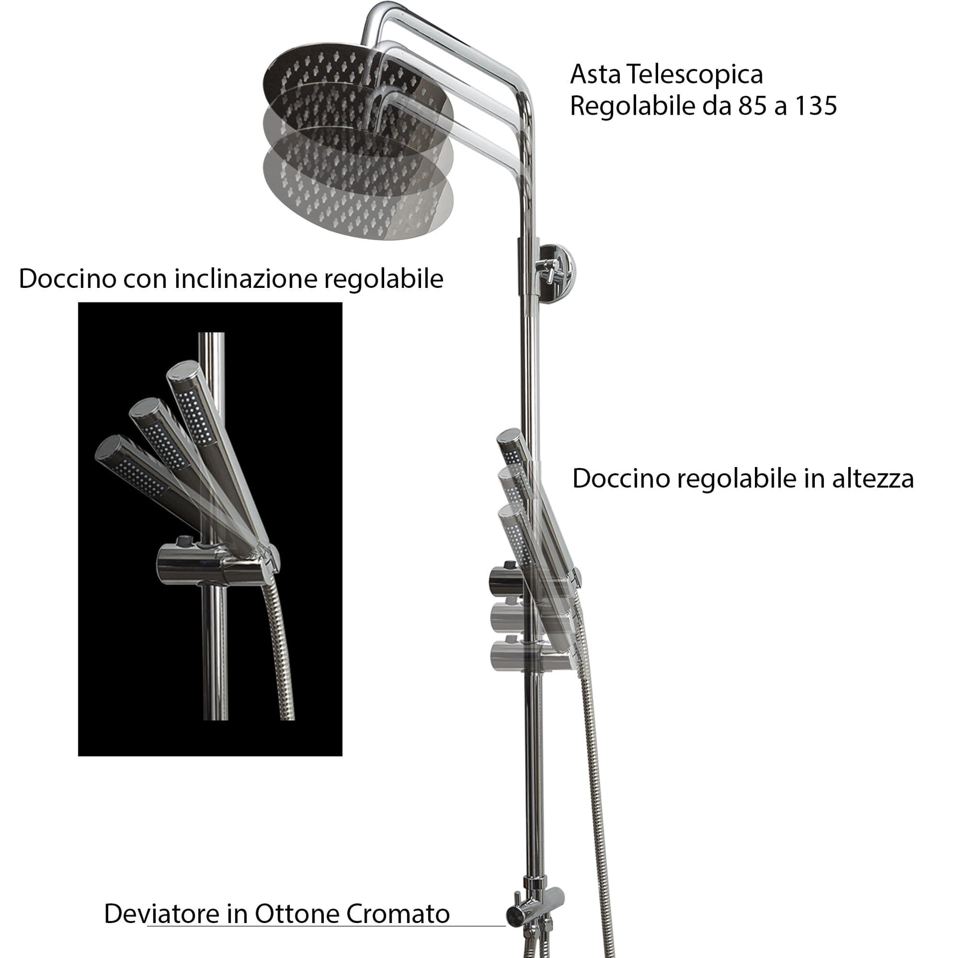 Colonna doccia con doccino e soffione doccia 20 25 30 ELISEA in Rubinetti per vasca Mondialshop - Parabiago, commercioVirtuoso.it