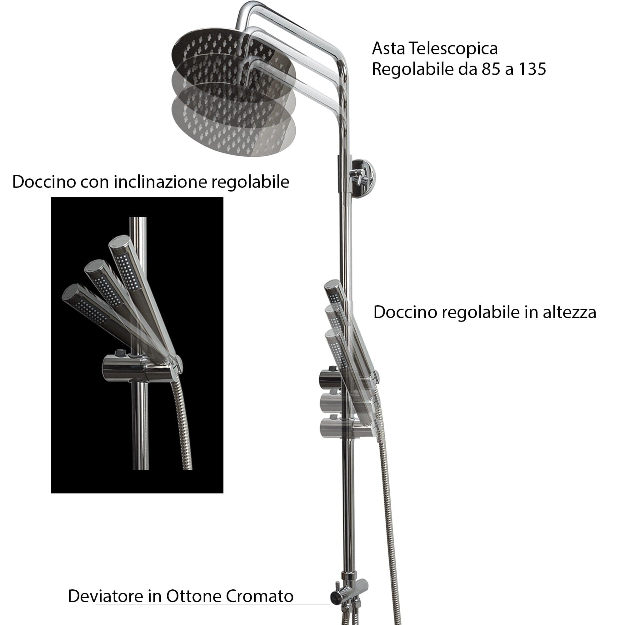 Colonna doccia con doccino e soffione doccia 20 25 30 ELISEA in Rubinetti per vasca Mondialshop - Parabiago, commercioVirtuoso.it