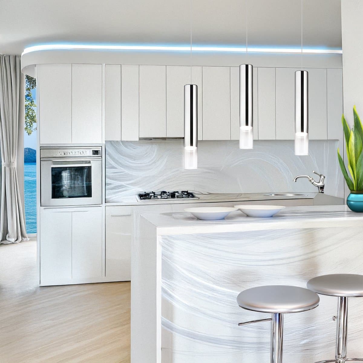 Lampadario moderno Ideal Lux LOOK SP1 D06 194806 GU10 LED cilindro vetro trasparente in Lampade a sospensione Lampadari Bartalini - Colle di Val d’Elsa, commercioVirtuoso.it