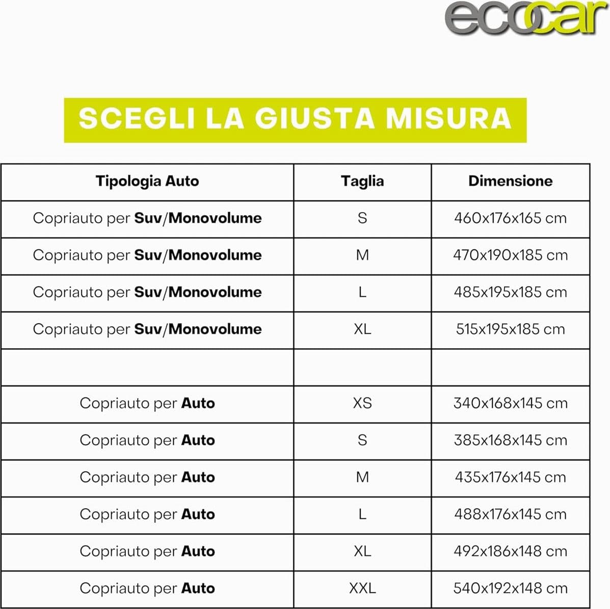 Ecocar - Telo Copriauto da Esterno Per SUV / Monovolume in Copriauto Masterbrico - Longobardi, commercioVirtuoso.it