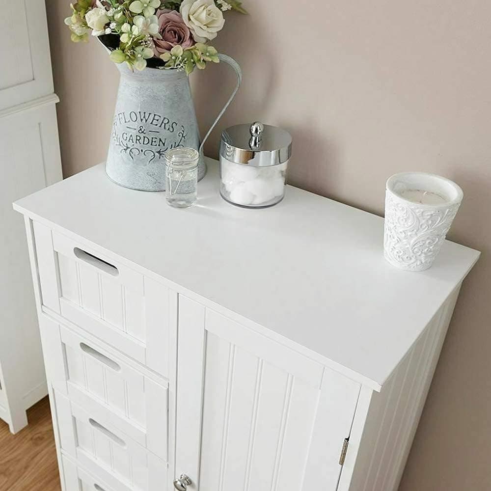 Mobile Multiuso Salvaspazio 4 Cassetti 1 Anta 55x30 H81 cm in Legno MDF Bianco in Mobili a terra Danyx - Casoria, commercioVirtuoso.it
