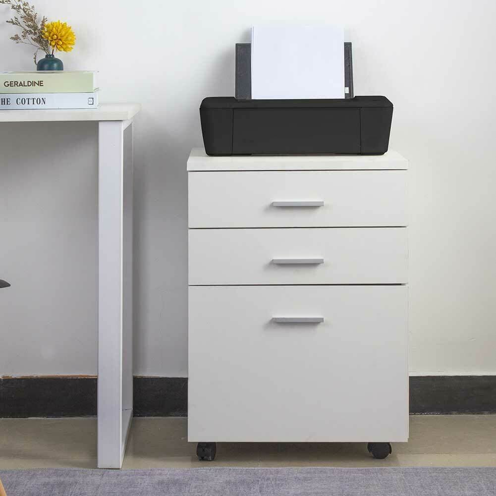 Cassettiera da Ufficio Scrivania in Legno MDF 3 Cassetti 46x45 H64cm Bianco in Cassettiere Danyx - Casoria, commercioVirtuoso.it