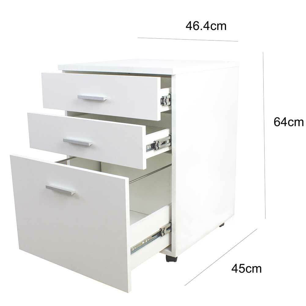 Cassettiera da Ufficio Scrivania in Legno MDF 3 Cassetti 46x45 H64cm Bianco in Cassettiere Danyx - Casoria, commercioVirtuoso.it