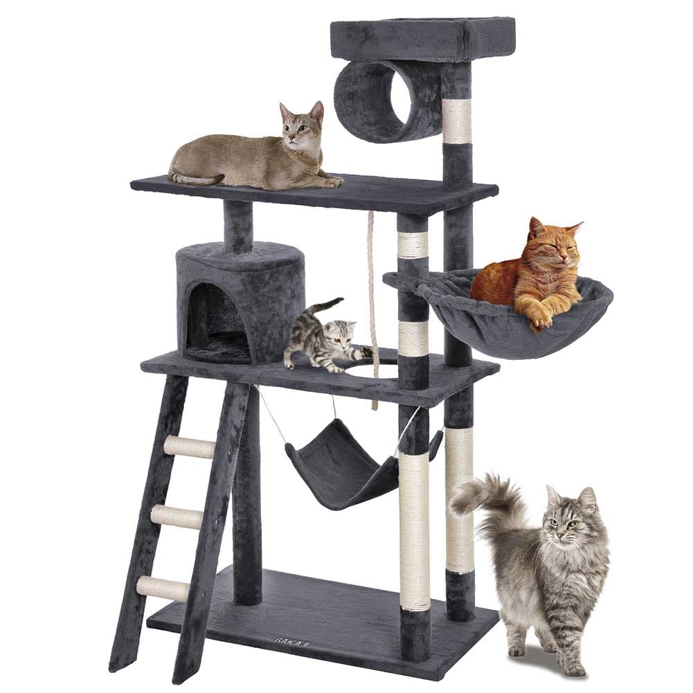 Albero Tiragraffi Gatti Giochi Cuccia Amaca Graffiatoio 74.5x40 H142cm Grigio in Alberi tiragraffi Danyx - Casoria, commercioVirtuoso.it