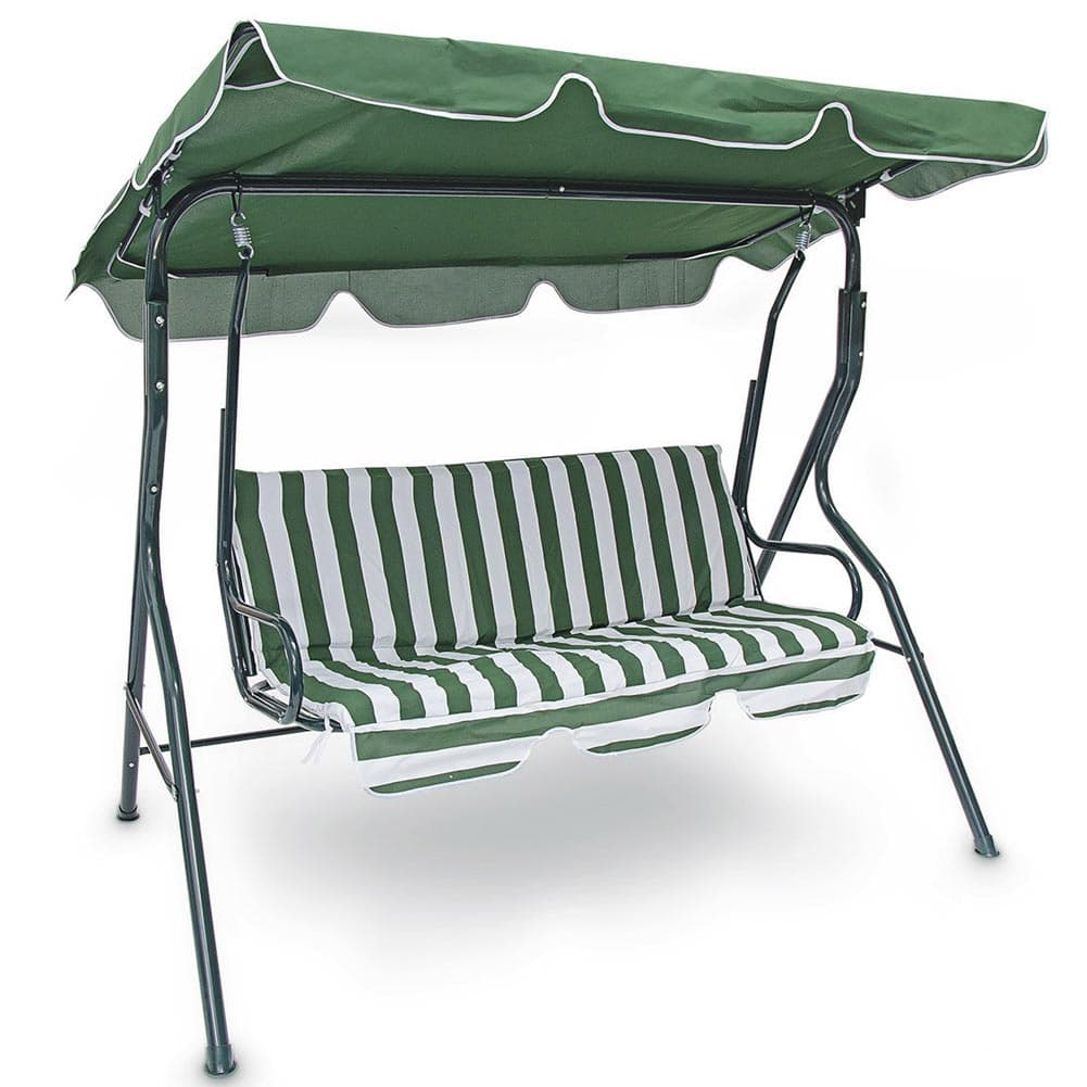 Dondolo Altalena da Giardino 3 Posti 170cm Acciaio e Tessuto Oxforf Verde Bianco in Dondoli coperti Danyx - Casoria, commercioVirtuoso.it