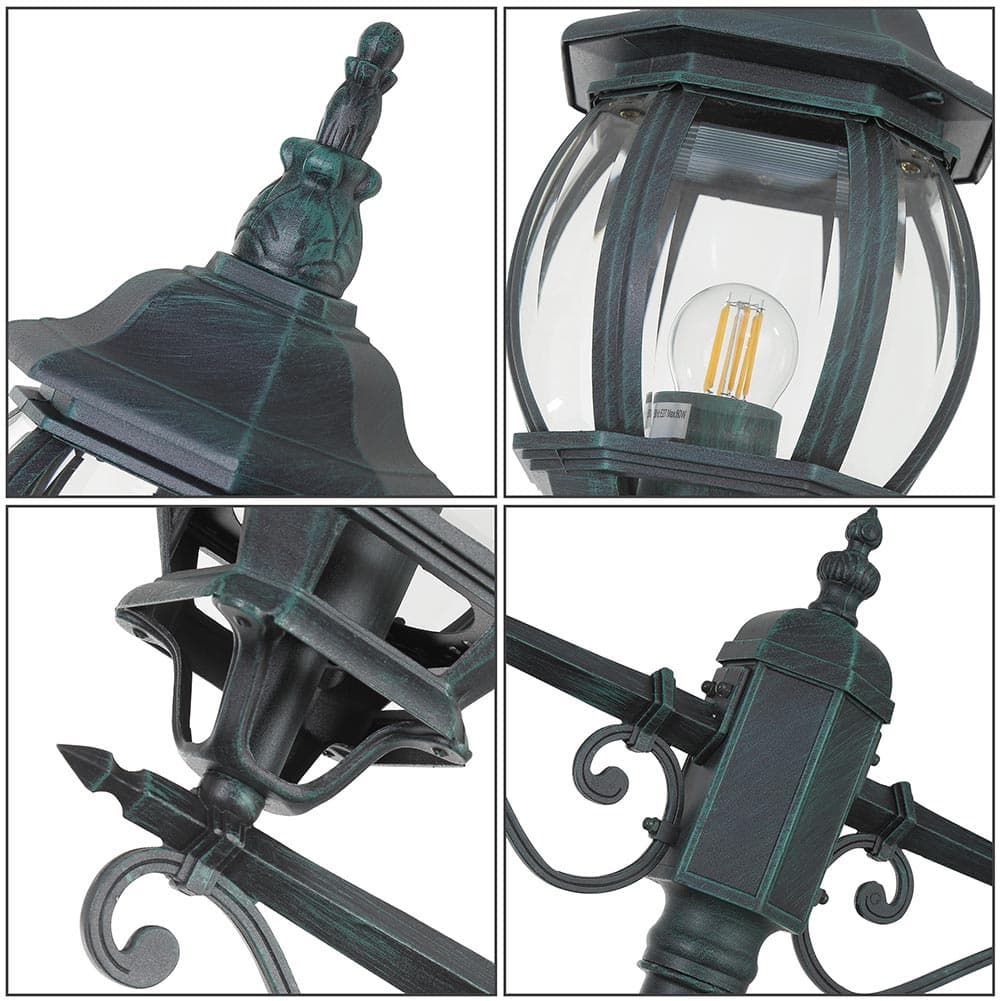 Lampione da Giardino 56x56 H 202 cm Stile Vittoriano Classico 2 x E27 Verde Bronzo in Lanterne Danyx - Casoria, commercioVirtuoso.it