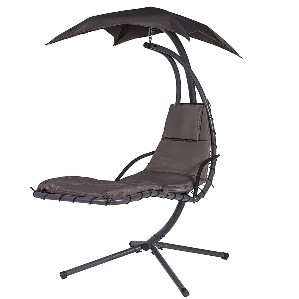 Dondolo Lettino Sospeso da Giardino con Parasole e Cuscino Morbido Amaca Grigio in Sedie sospese Danyx - Casoria, commercioVirtuoso.it