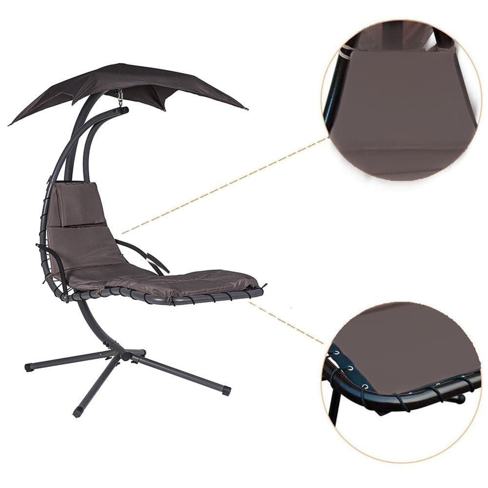 Dondolo Lettino Sospeso da Giardino con Parasole e Cuscino Morbido Amaca Grigio in Sedie sospese Danyx - Casoria, commercioVirtuoso.it
