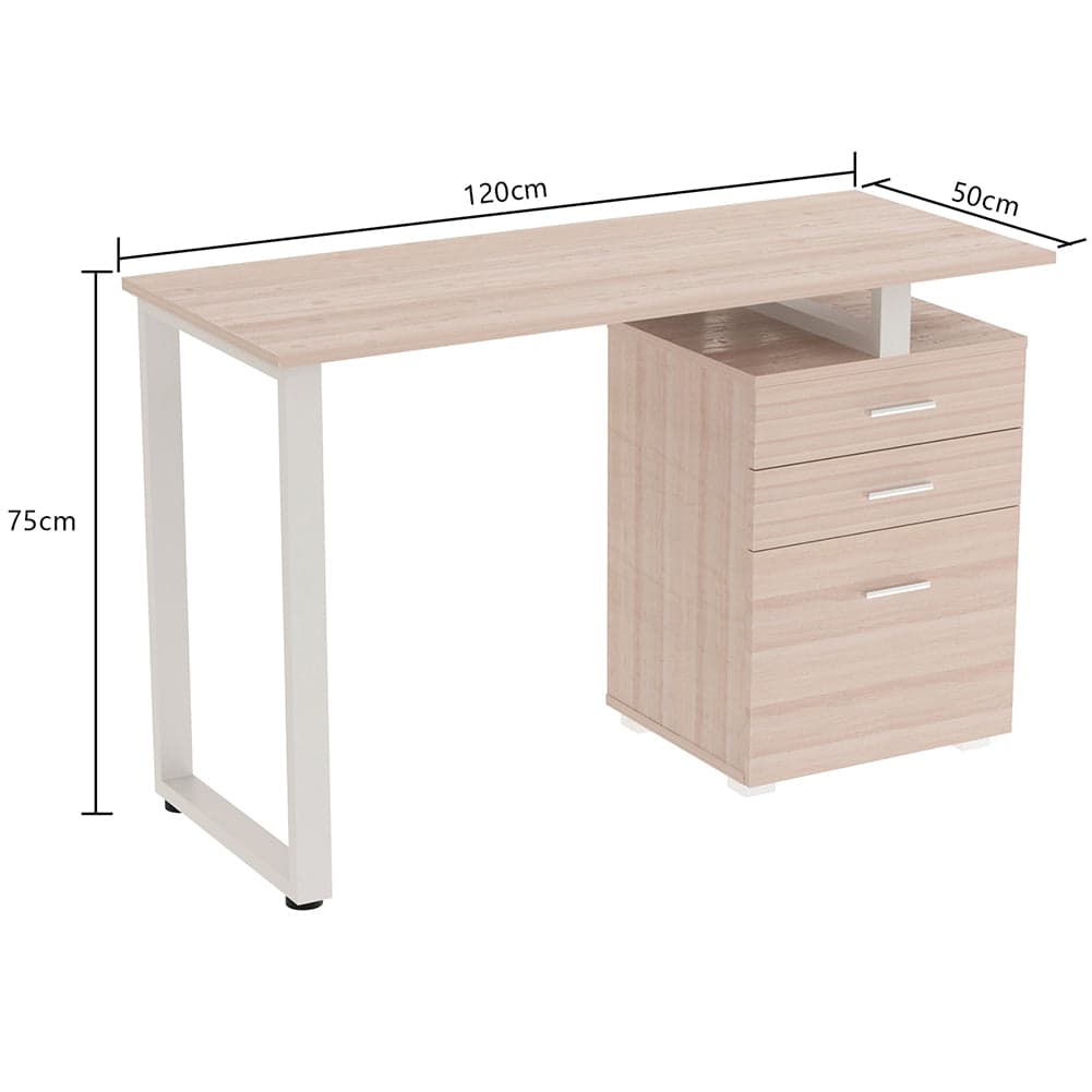 Scrivania in Legno con Cassettiera integrata Porta Pc Computer 120x50cm Olmo in Scrivanie Danyx - Casoria, commercioVirtuoso.it