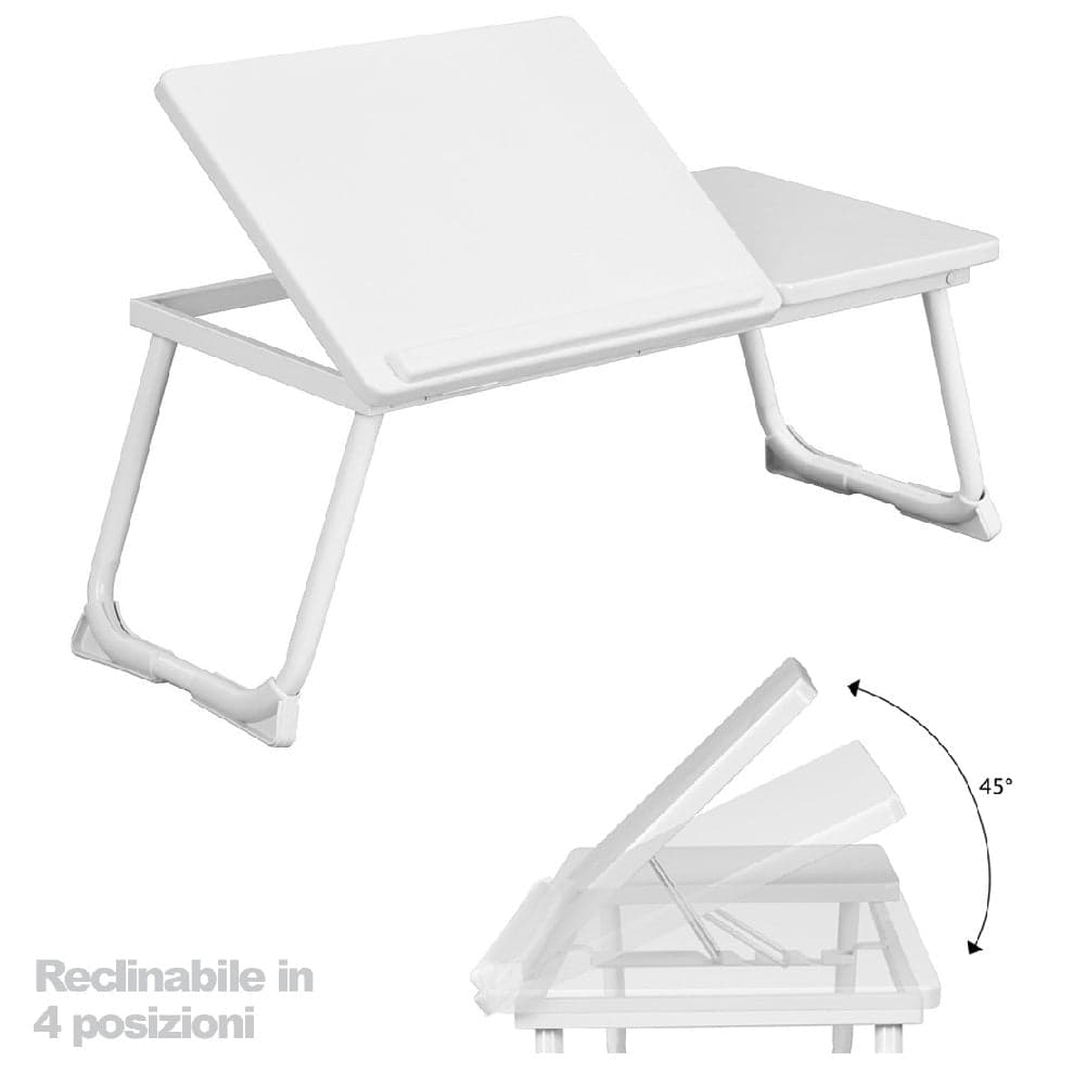 Tavolino Pieghevole Vassoio da Letto e Divano Porta PC con regolazione 65x30cm - 6