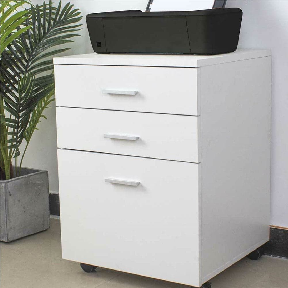 Cassettiera da Ufficio Scrivania in Legno MDF 3 Cassetti 46x45 H64cm Bianco in Cassettiere Danyx - Casoria, commercioVirtuoso.it