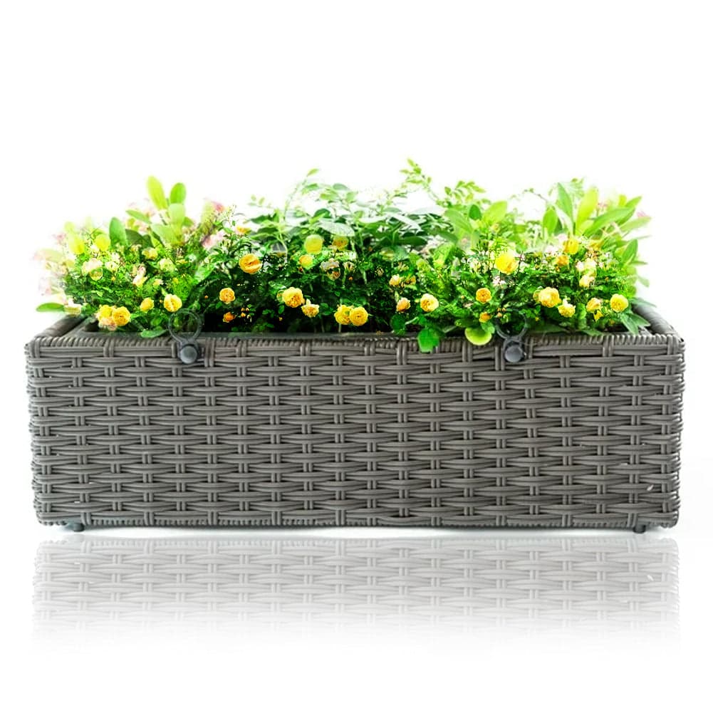 Fioriera Vaso da Terrazzo Ringhiera Giardino Esterno Balcone in Rattan 54x22x17cm in Balconiere Danyx - Casoria, commercioVirtuoso.it