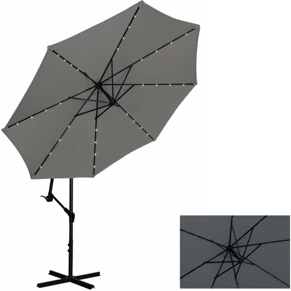 Ombrellone da Giardino 3mt Palo Decentrato 8stecche Carrucola Luci Led Grigio in Ombrelloni Danyx - Casoria, commercioVirtuoso.it