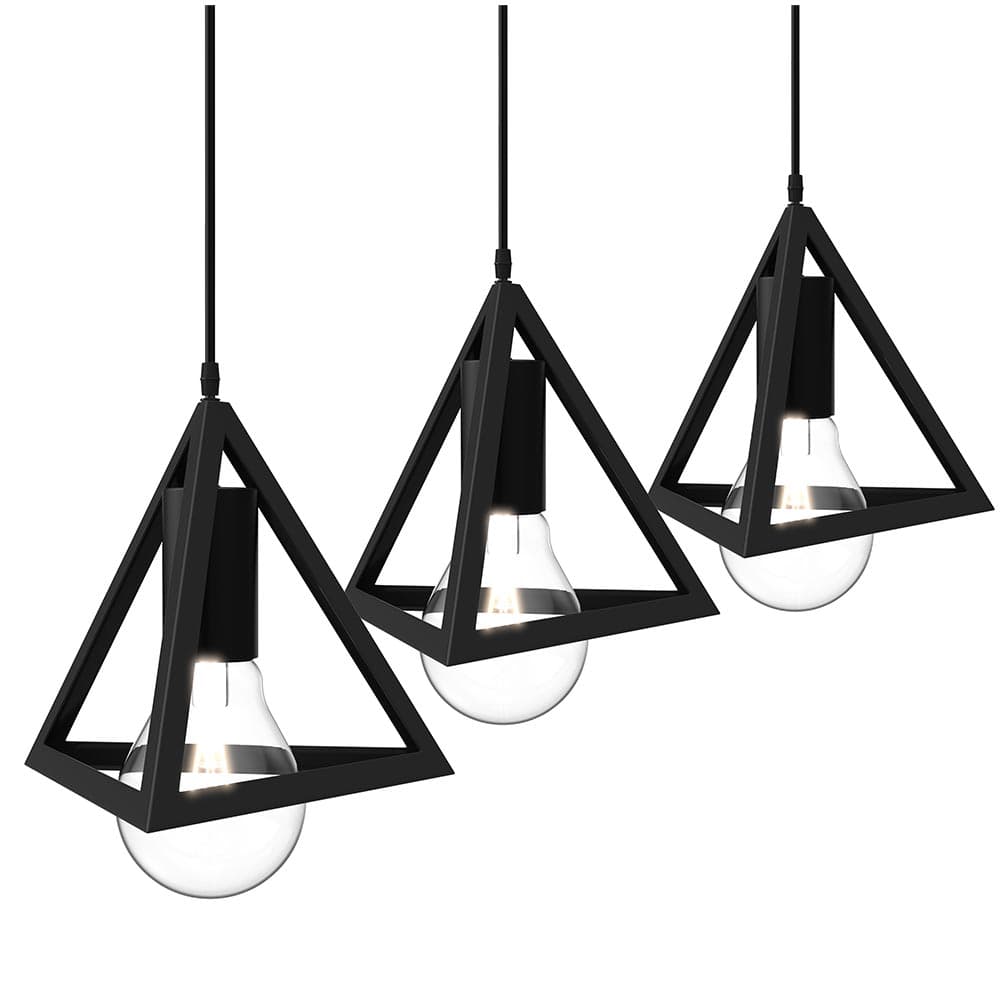 Lampadario Sospensione Piramide 18cm Metallo E27 Design Moderno Nero in Lampade a sospensione Danyx - Casoria, commercioVirtuoso.it