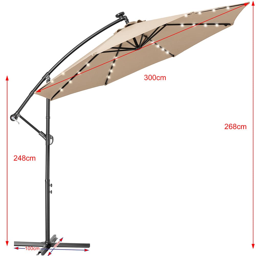 Ombrellone da Giardino 3mt Palo Decentrato 8stecche Carrucola Luci Led Ecrù in Ombrelloni Danyx - Casoria, commercioVirtuoso.it
