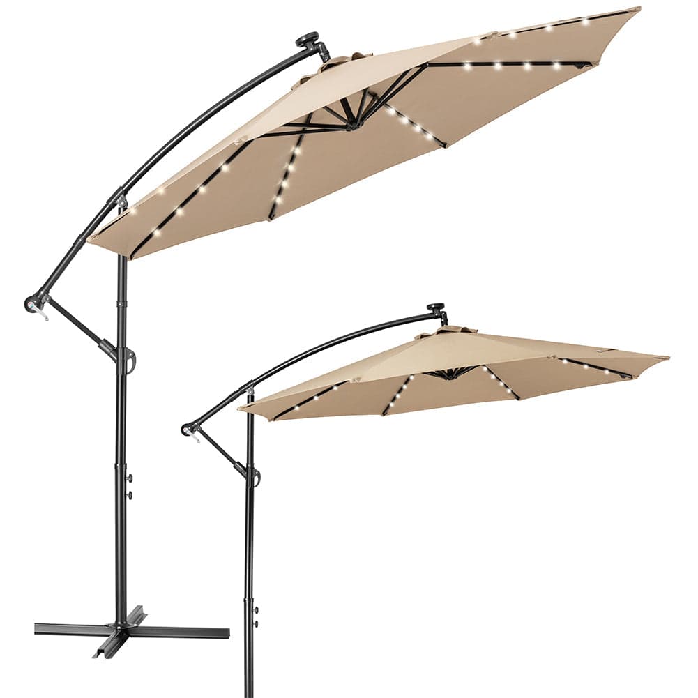 Ombrellone da Giardino 3mt Palo Decentrato 8stecche Carrucola Luci Led Ecrù in Ombrelloni Danyx - Casoria, commercioVirtuoso.it