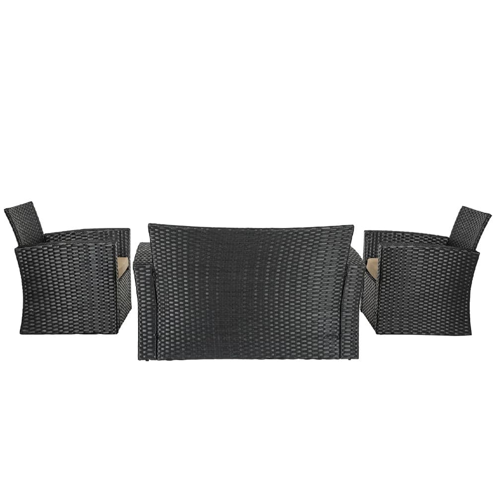 Set da Giardino in Rattan 2 Poltrone, Divano 2 posti e Tavolino con Cuscini Beige in Divanetti Danyx - Casoria, commercioVirtuoso.it