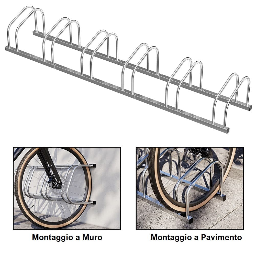 Rastrelliera Parcheggio Bici 6 Posti in Acciaio 33x27x162 cm Silver in Rastrelliere per bici e supporti Danyx - Casoria, commercioVirtuoso.it