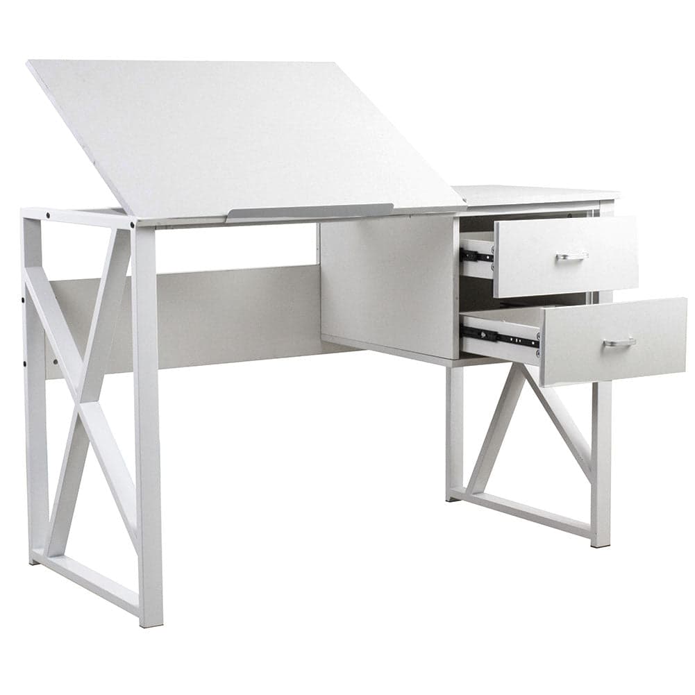 Scrivania Ufficio Piano Regolabile Cassettiera 2 Cassetti Porta PC Design Moderno