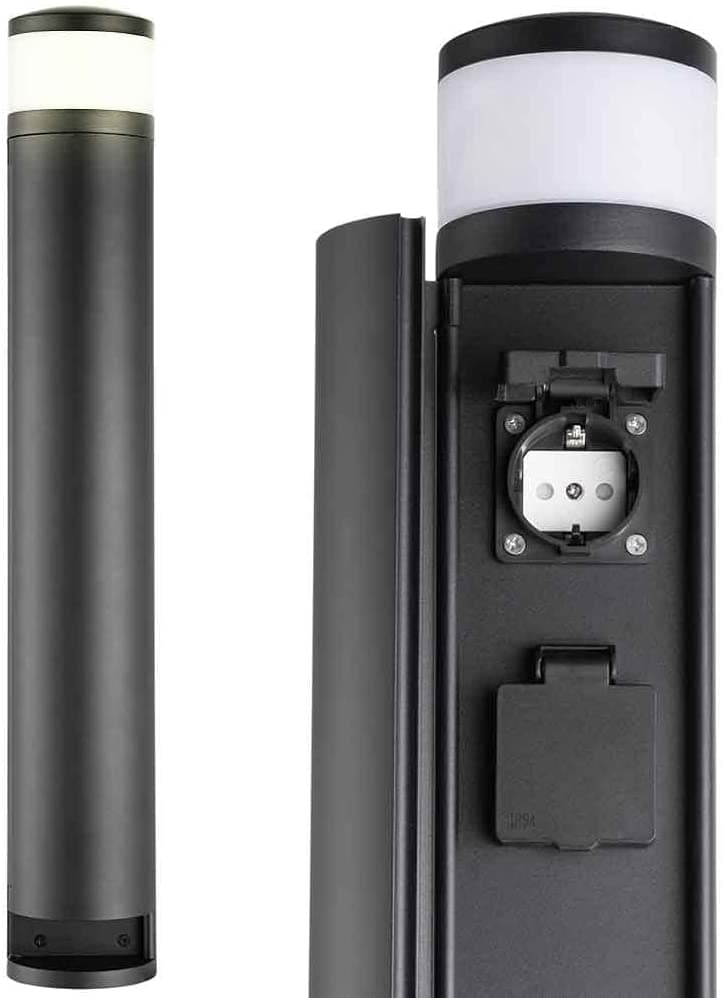 Faretto Led da Giardino Paletto H60cm Nero con 2 Prese Integrate Luce Bianco Caldo in Luci per sentieri Danyx - Casoria, commercioVirtuoso.it