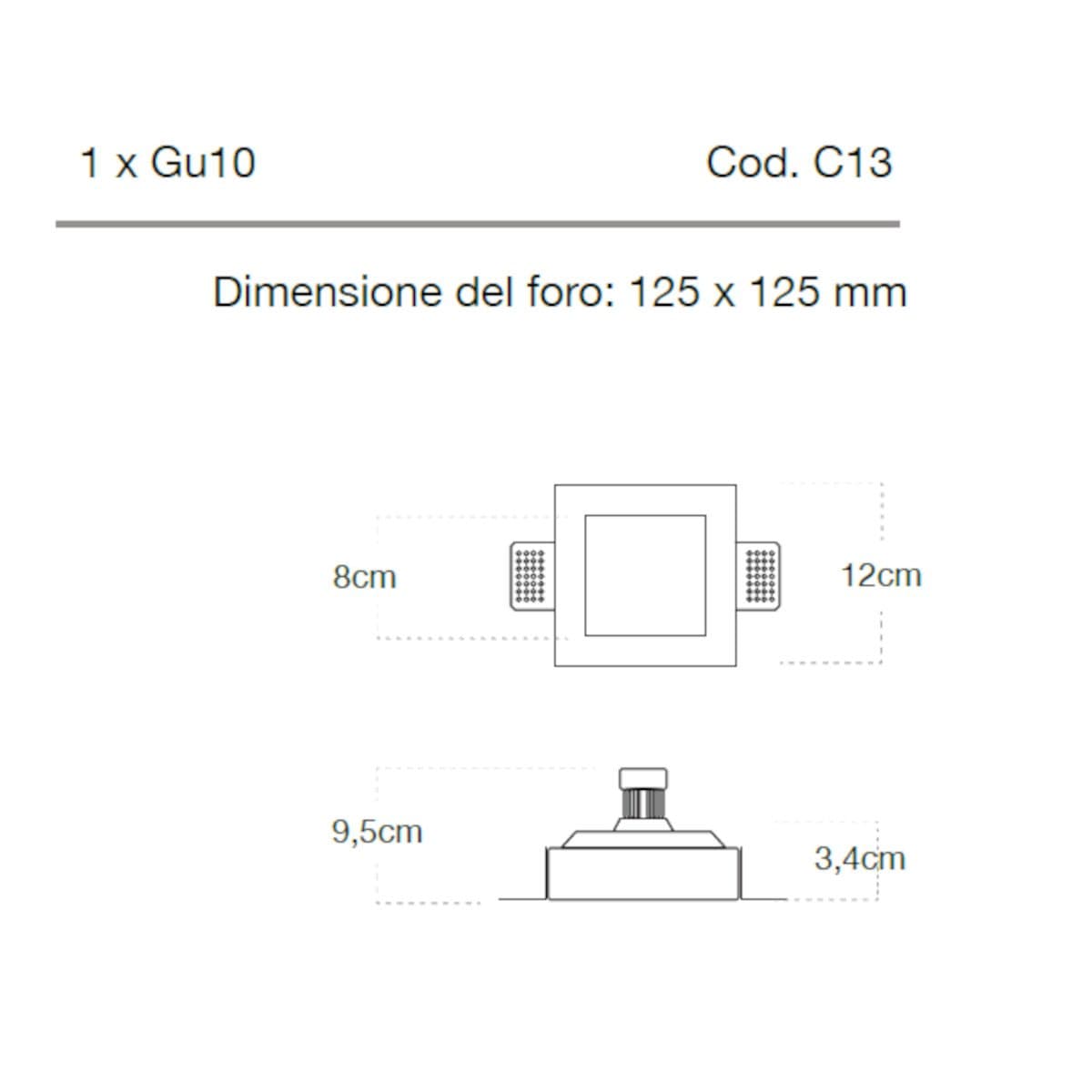 Faretto incasso Lampadari Bartalini ASOR SLIM C13 GU10 LED gesso plexiglas verniciabile in Faretti da soffitto Lampadari Bartalini - Colle di Val d’Elsa, commercioVirtuoso.it