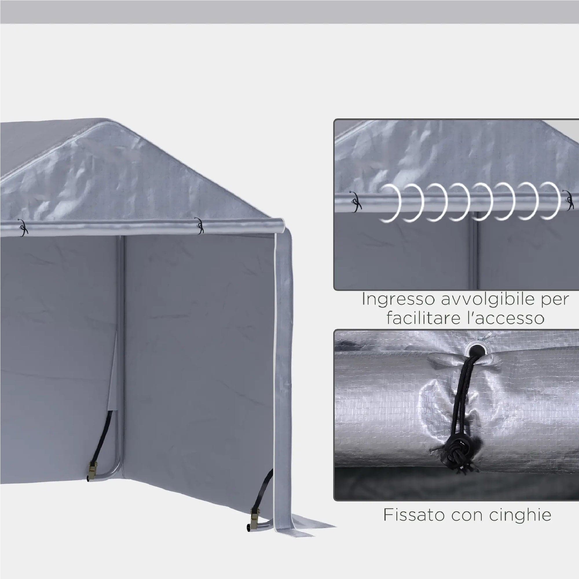 Casetta da Giardino Porta Attrezzi 2x2m in Acciaio e Copertura Anti-UV Grigio in Capanni Danyx - Casoria, commercioVirtuoso.it