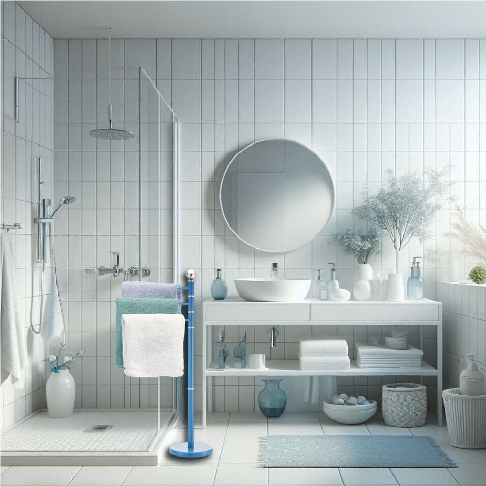 Piantane da Bagno Porta Asciugamani Acciaio Smaltato 3 Braccia Blu in Mensole portasciugamani Danyx - Casoria, commercioVirtuoso.it