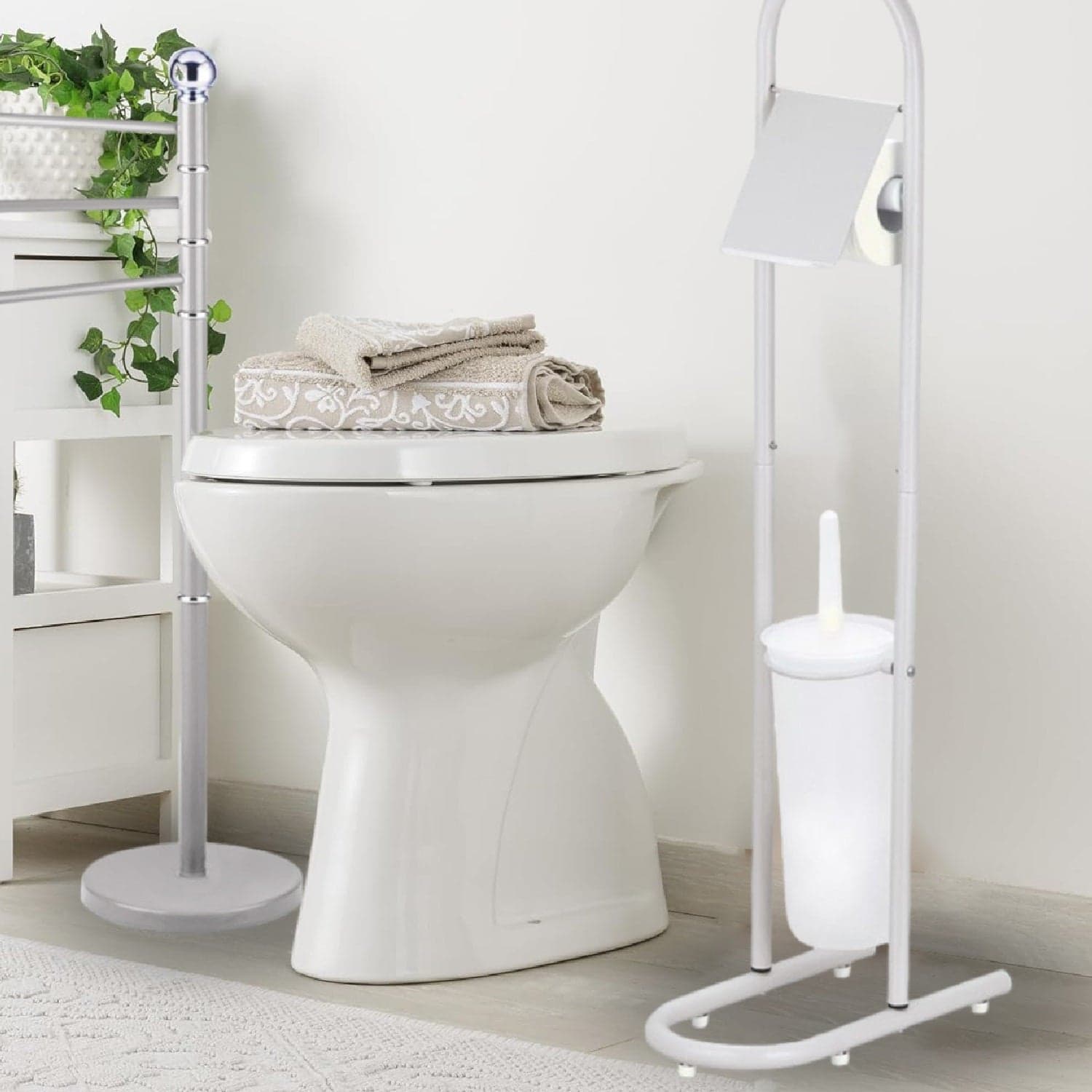 Piantane da Bagno Portarotolo Porta scopino Acciaio Smaltato Grigio Chiaro in Porta carta igienica Danyx - Casoria, commercioVirtuoso.it