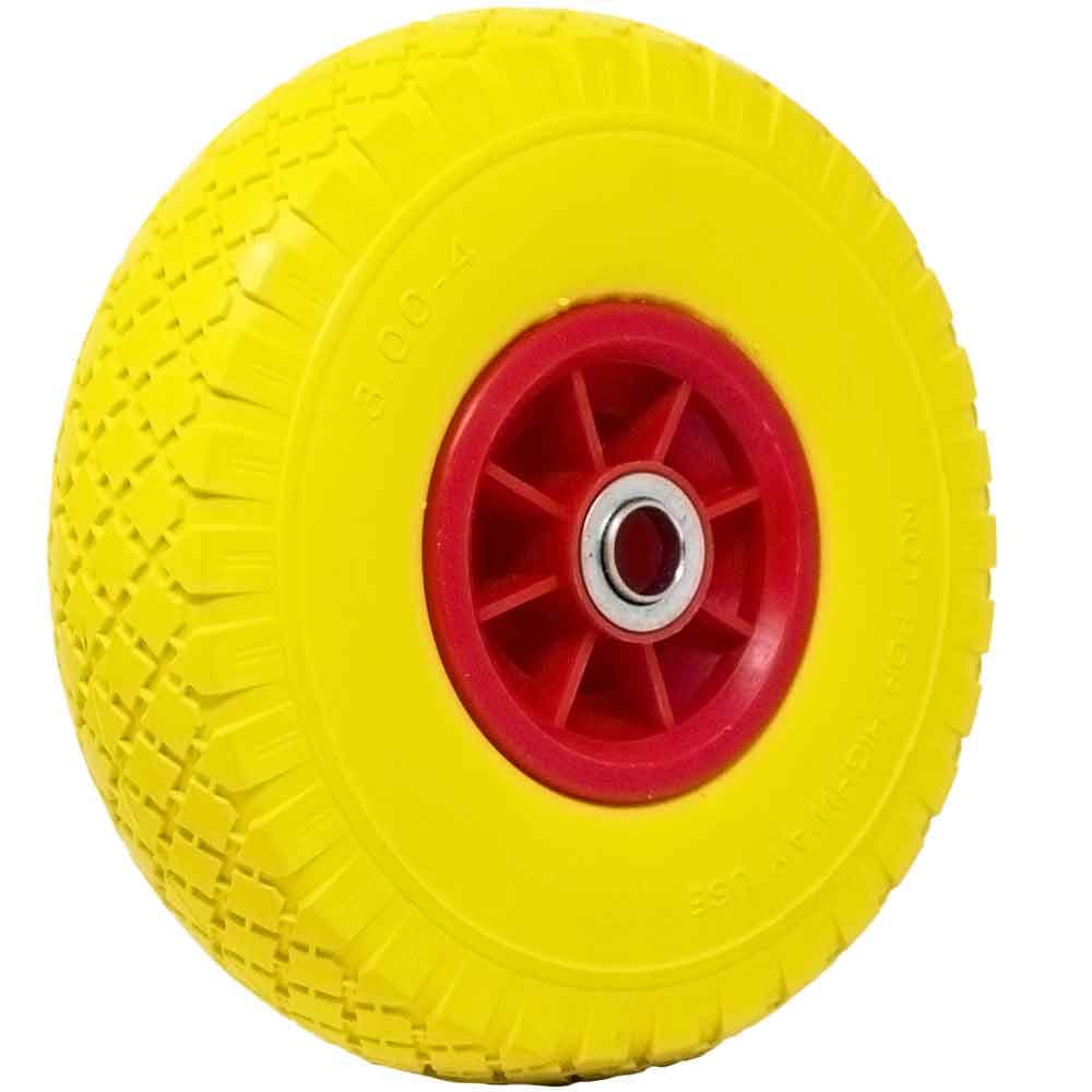 Ruota Piena per Carrello Antiforatura PU Gialla Carriola 25 cm Cerchio ABS