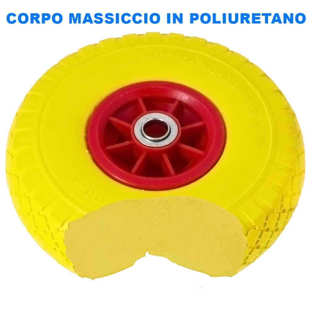 Ruota Piena per Carrello Antiforatura PU Gialla Carriola 25 cm Cerchio ABS in Ruote pneumatiche Danyx - Casoria, commercioVirtuoso.it