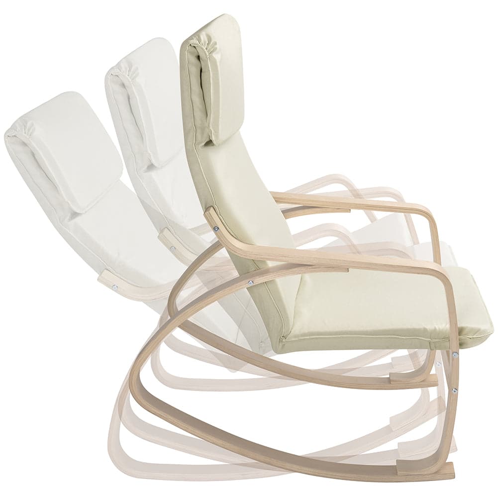 Poltrona a Dondolo Moderna legno Betulla Sedia Relax Cotone Beige Poggiatesta in Sedie a dondolo Danyx - Casoria, commercioVirtuoso.it
