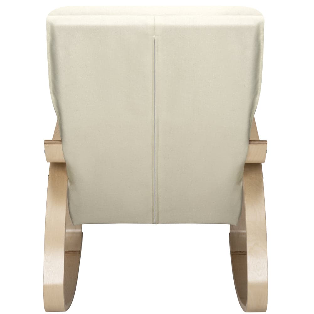 Poltrona a Dondolo Moderna legno Betulla Sedia Relax Cotone Beige Poggiatesta in Sedie a dondolo Danyx - Casoria, commercioVirtuoso.it