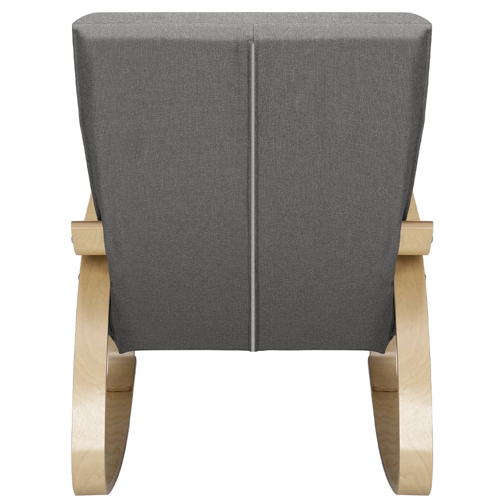 Poltrona a Dondolo Moderna legno Betulla Sedia Relax Cotone Grigio Poggiatesta in Sedie a dondolo Danyx - Casoria, commercioVirtuoso.it