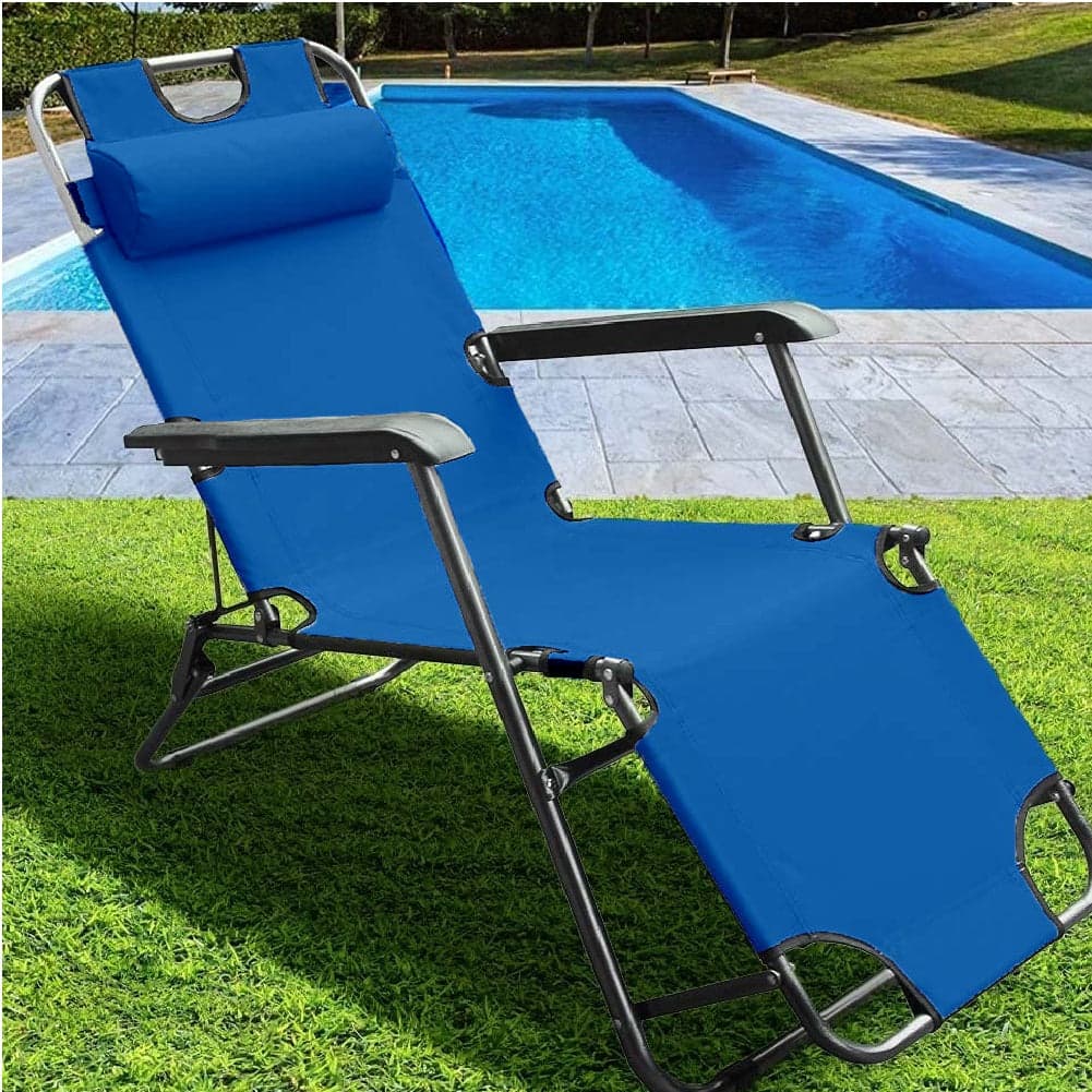 Sdraio Poltrona per Esterno Giardino Pieghevole Reclinabile a Lettino Prendisole Blu in Lettini Danyx - Casoria, commercioVirtuoso.it